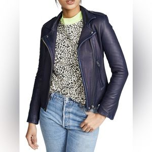 IRO Han leather jacket in NAVY